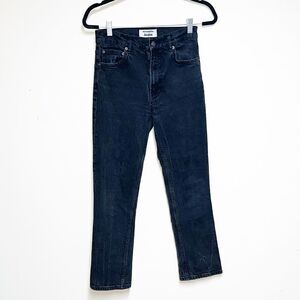 Reformation Liza High Waist Straight Leg Crop Jeans Faded Black Wash Sz 26
